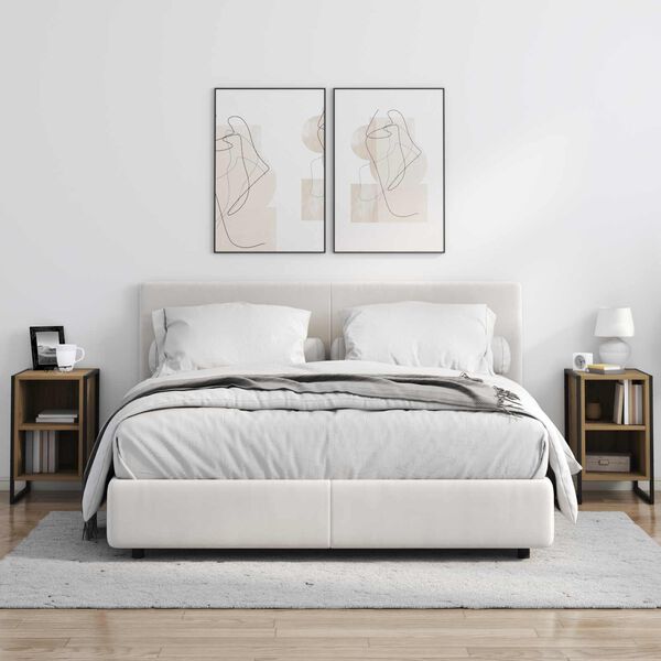 vidaXL Mesa-de-cabeceira 2 pcs Carvalho Artesanal 39.5 x 30 x 50 cm