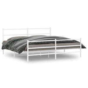 vidaXL Estrutura de cama com cabeceira e p&eacute;s 193x203 cm metal branco