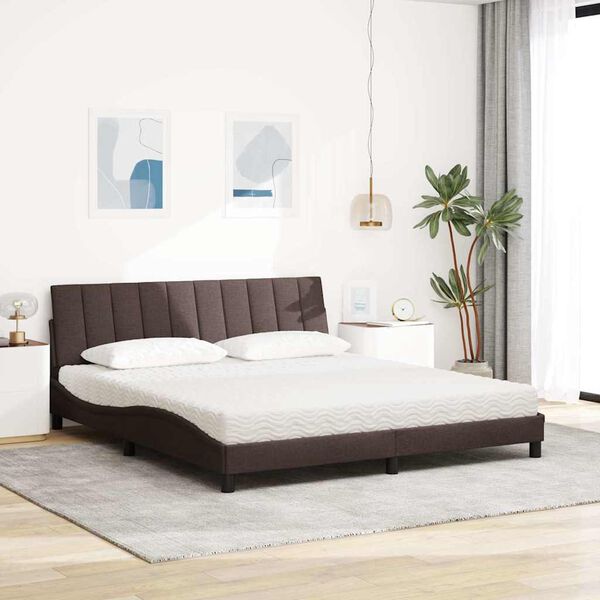 vidaXL Cama com colch&atilde;o Hanko 180x200 cm tecido castanho-escuro