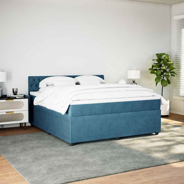 vidaXL Cama com molas/colch&atilde;o 180x200 cm veludo azul