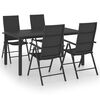 vidaXL 5 pcs conjunto de jantar para jardim preto