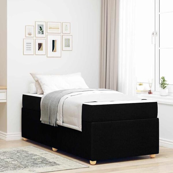 vidaXL Estrutura da Cama com colch&atilde;o Preto 80 x 200 cm tecido