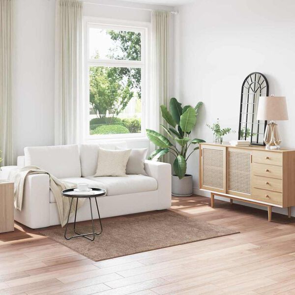 vidaXL Tapete Shaggy Antiderrapante Castanho 120 x 170 cm PP