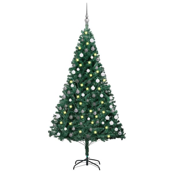 vidaXL &Aacute;rvore Natal artificial pr&eacute;-iluminada c/ bolas 120 cm PVC verde