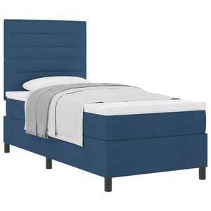vidaXL Cama Box com colch&atilde;o com cabeceira Azul 80 x 200 cm tecido