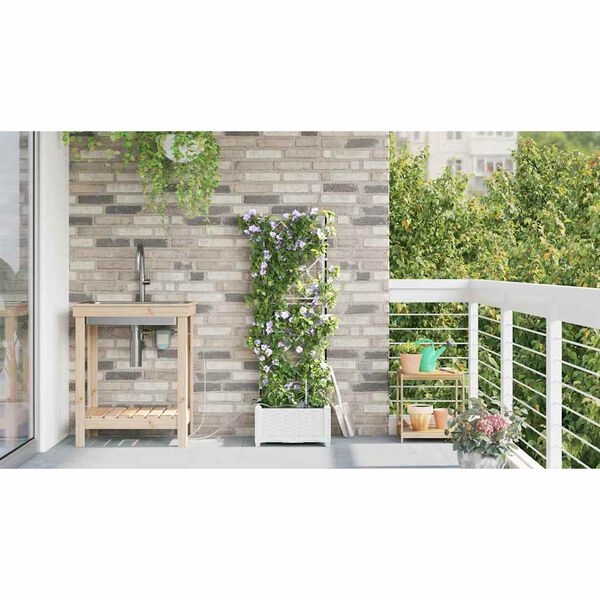 vidaXL Vaso de Jardim Branco 40 x 40 x 126 cm A&ccedil;o