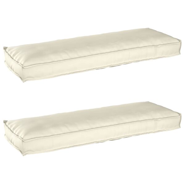 vidaXL Conjunto de Almofadas para Palete 2 pcs Creme 120 x 40 x 8 cm