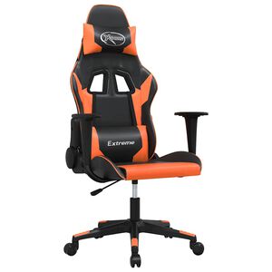 vidaXL Cadeira gaming couro artificial preto e laranja