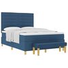 vidaXL Cama Box com colch&atilde;o com cabeceira Azul 140 x 200 cm tecido