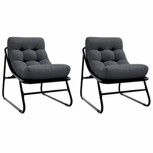 vidaXL M&oacute;veis de Jardim com almofada 2 pcs Preto 60,5 x 81 x 71 cm