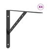 vidaXL Suportes prateleira 4pcs 40x2,5x25 cm a&ccedil;o inoxid&aacute;vel preto