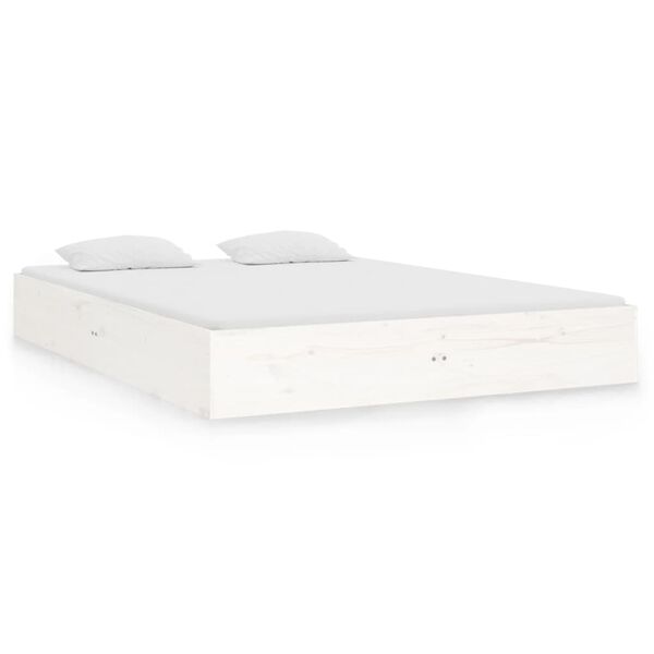 vidaXL Estrutura de cama 140x190 cm madeira maci&ccedil;a branco