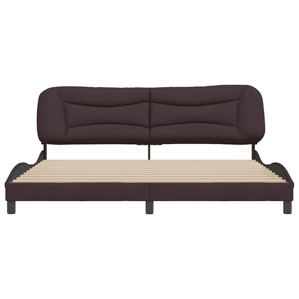 vidaXL Estrutura de cama sem colch&atilde;o Hvar 200x200 cm tecido castanho-escuro