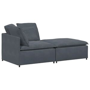 vidaXL Sof&aacute; modular com pufes e almofadas veludo cinzento-escuro