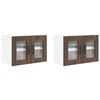 vidaXL Arm&aacute;rio de Vidro de Parede PORTO 2 pcs Carvalho Marrom