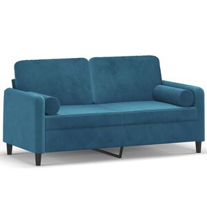 vidaXL Sof&aacute; 2 lugares c/ almofadas decorativas 140 cm veludo azul