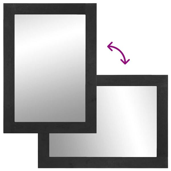 vidaXL Espelho casa banho 50x70x2,5 cm derivados madeira e lat&atilde;o preto