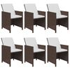 vidaXL 7 pcs conjunto jantar p/ jardim c/ almofad&otilde;es vime PE castanho