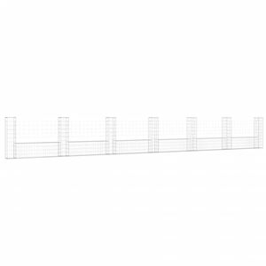 vidaXL Cesto gabi&atilde;o em forma de U c/ 7 postes 740x20x100 cm ferro