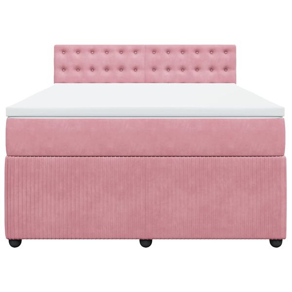 vidaXL Cama com molas/colch&atilde;o 140x190 cm veludo rosa