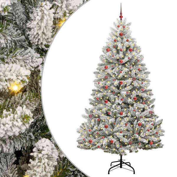 vidaXL &Aacute;rvore de Natal Artificial Verde e Branco 240 cm PVC e Metal