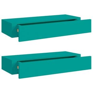 vidaXL Prateleiras de parede c/ gavetas 2 pcs MDF 60x23,5x10 cm azul
