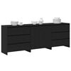 vidaXL Buffet 3 pcs Preto 70 x 41 x 75 cm Madeira processada