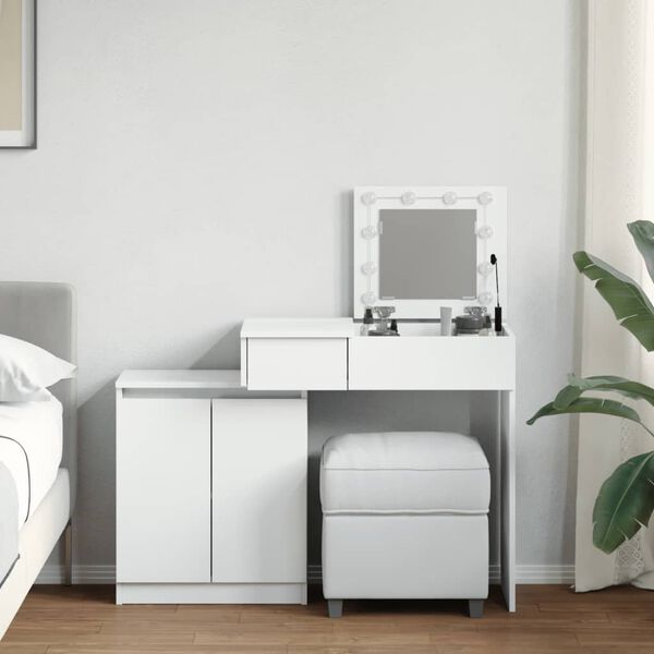 vidaXL Toucador com LED 115x37x110,5 cm branco