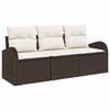 vidaXL Conjunto de Sof&aacute; de Jardim 3 unid. Castanho e branco