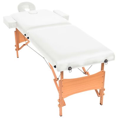 vidaXL Mesa de massagem dobrável de 2 zonas 10 cm espessura branco