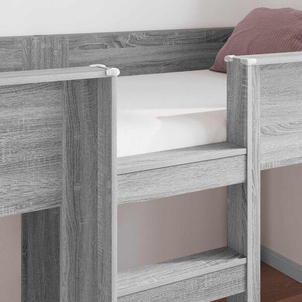 vidaXL Beliche para Crian&ccedil;as com colch&atilde;o Cinza Sonoma 100 x 200 cm