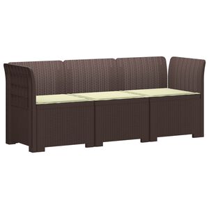 vidaXL Sof&aacute; de Jardim 3 Lugares com Almofadas visual Rattan PP