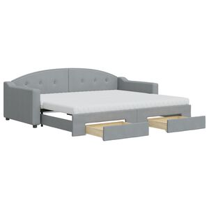 vidaXL Sof&aacute;-cama c/ gavet&atilde;o e gavetas 90x200 cm tecido cinzento-claro