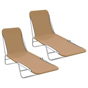 vidaXL Espregui&ccedil;adeiras dobr&aacute;veis 2 pcs a&ccedil;o e tecido cinza-acastanhado