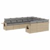 vidaXL 10 pcs conjunto de sof&aacute;s p/ jardim com almofad&otilde;es vime PE bege
