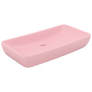 vidaXL Lavat&oacute;rio luxuoso retangular 71x38 cm cer&acirc;mica rosa mate