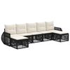 vidaXL Conjunto de Sof&aacute; de Jardim 7 unid. Preto e Branco Creme vime PE