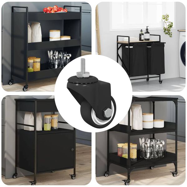 vidaXL Rod&iacute;zio Girat&oacute;rio 12 pcs Preto 40,4 x 40,4 x 19,7 mm