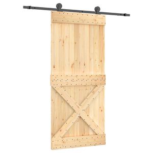 vidaXL Porta Deslizante Natural e Preto 95 x 210 cm
