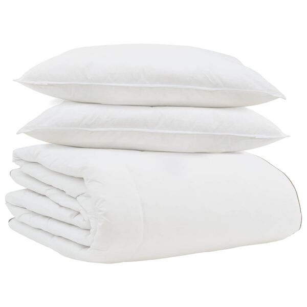 vidaXL Edredom de Inverno com travesseiro 3 pcs Branco Pena de ganso
