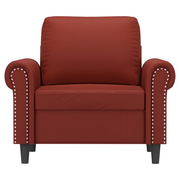 vidaXL Poltrona 60 cm couro artificial vermelho tinto