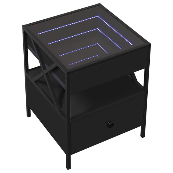 vidaXL Mesa de centro com luzes LED Infinity 40x40x51 cm preto