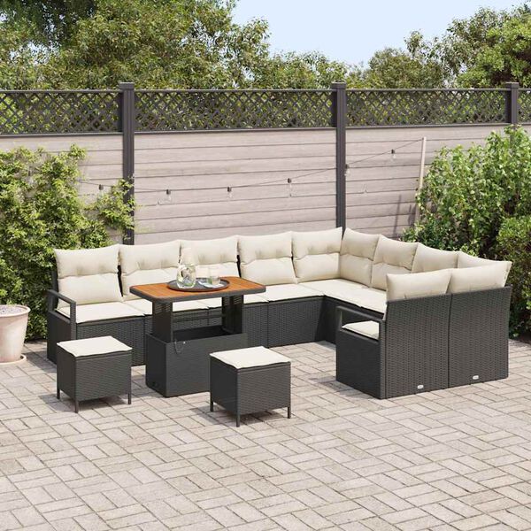 vidaXL Conjunto de Sof&aacute; de Jardim 12 pcs Preto Rattan Sint&eacute;tico
