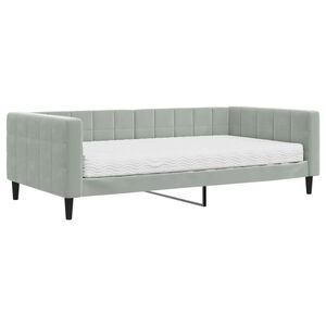 vidaXL Sof&aacute;-cama com colch&atilde;o 100x200 cm veludo cinzento-claro