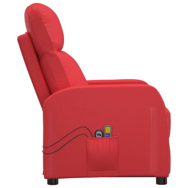 vidaXL Poltrona de massagens elétrica couro artificial vermelho