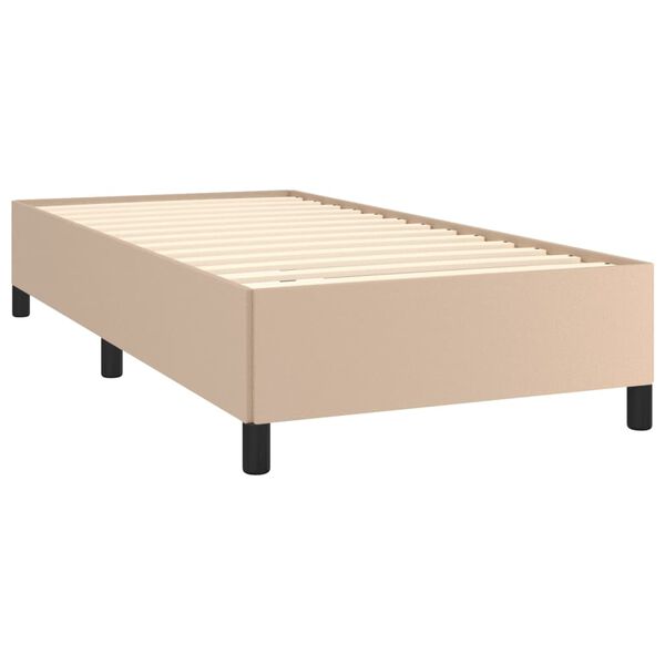 vidaXL Estrutura de cama 100x200 cm couro artificial cappuccino