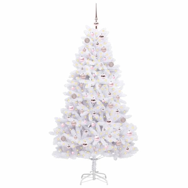 vidaXL &Aacute;rvore de Natal Articulada Artificial Branco 180 cm PVC e A&ccedil;o