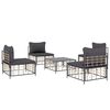 vidaXL 5 pcs conjunto lounge de jardim c/ almofadões vime PE antracite