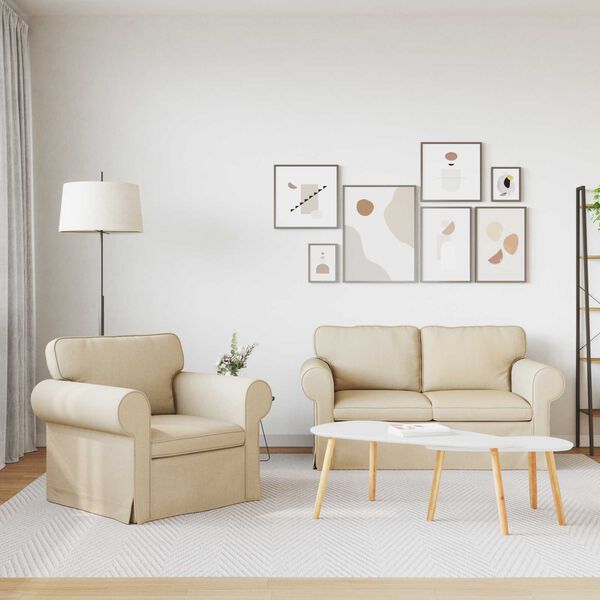 vidaXL Sof&aacute; 120cm 2 pcs Creme Metal