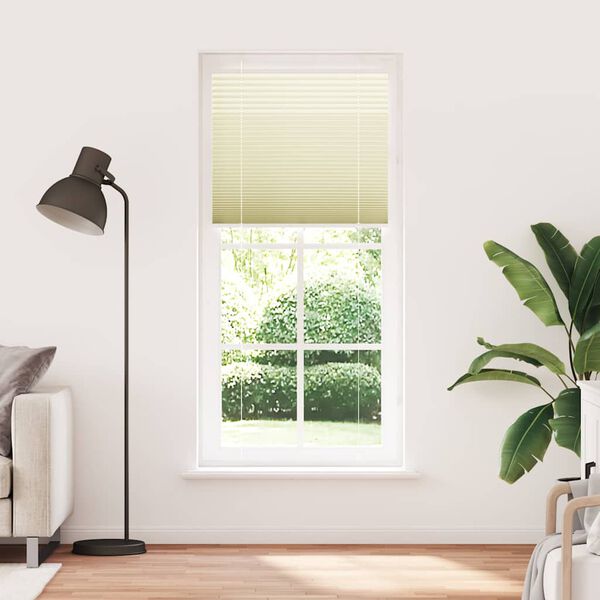 vidaXL Creme Plissada Cega 90x200 cm Largura Tecido 89,4 cm Poli&eacute;ster